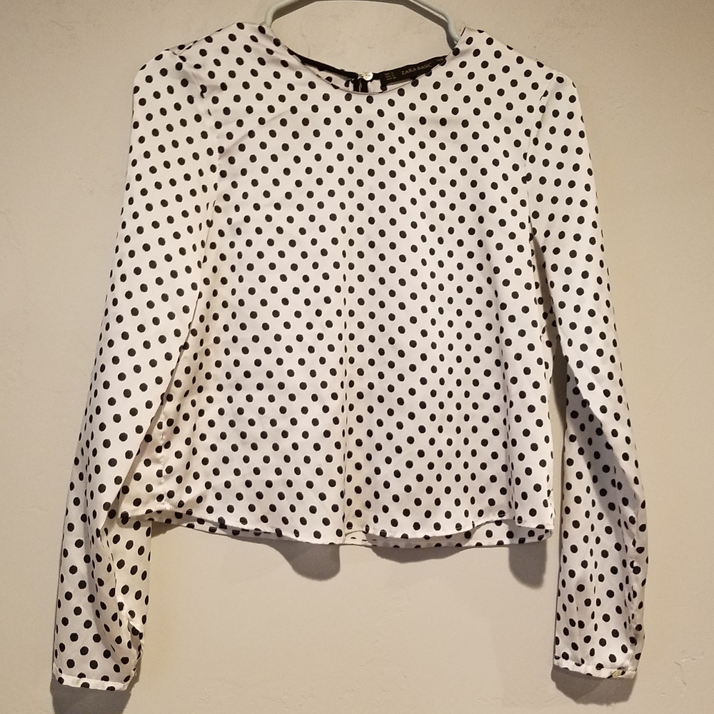 Zara small long sleeve polka dot blouse